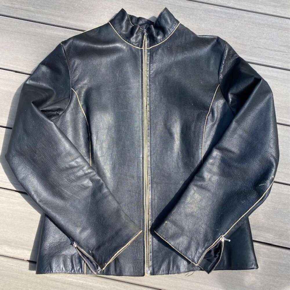 Vintage 90s Ann Taylor Moto Leather Jacket M